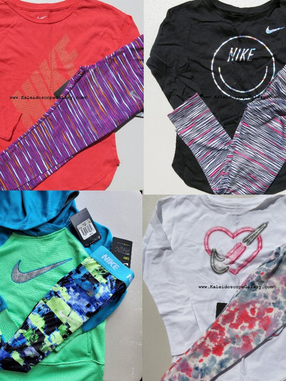 Nike Girls Size 6 ~ 4 outfits ~ Dri-fit Leggings w/ Tops & Hoodie ~ Winter NEW